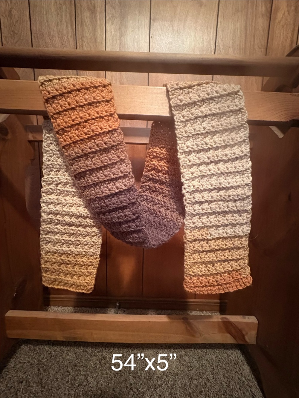 Handmade Gradient Crochet Scarf in Cream, Tan, and Brown